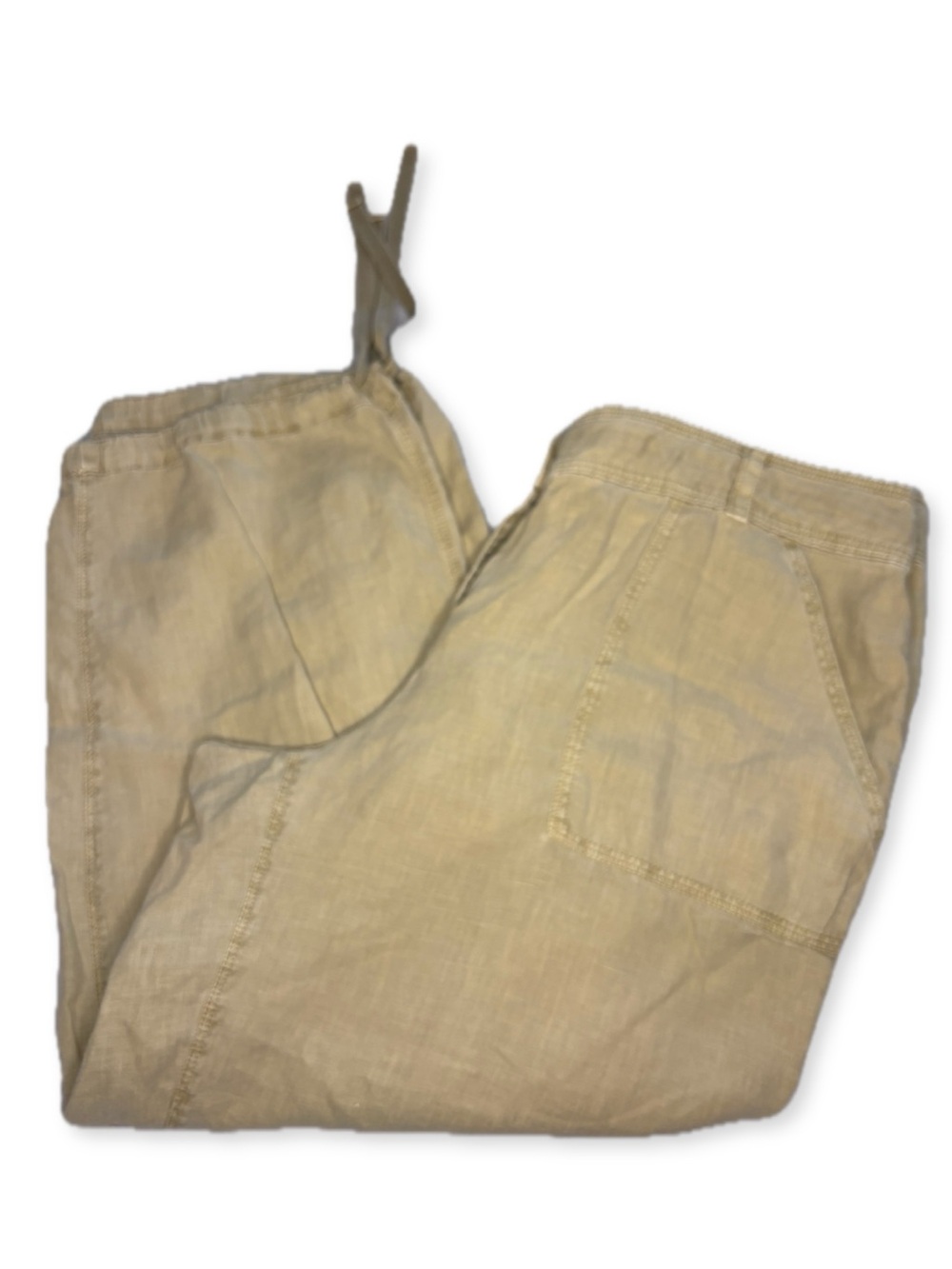 ⭐ Tommy Bahama Tan Linen Drawstring Crop Pants ⭐